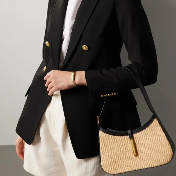 DeMellier Tokyo Handbag in rattan and black - Picture 2 of 9
